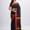 Bkack cotton with red border handwoven jamdani saree