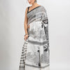 White & Black cotton peacock printed saree-angoshobha