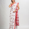White cotton with jacquard border & pallu stripe handloom saree