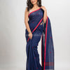 Royal blue cotton with jacquard border jamdani saree