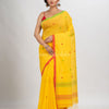 Yellow cotton with jacquard border jamdani saree