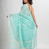 Paled Turquoise cotton with Jacquard Zari border and zari Stripe pallu handloom Saree