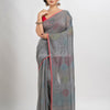 Jet Grey cotton embroidery saree