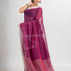 Magenta cotton with jacquard border & pallu stripe handloom saree