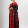 Black body red border begampuri organic cotton saree
