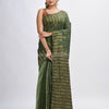 Gorillaz green linen harmonium design handloom saree