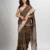 Yellow grey linen jamdani saree