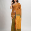Golden brown malti colour linen handloom saree