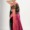 Black art silk with Muslin Jacquard Jamdani Saree