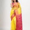 Bright Yellow art silk Muslin Jacquard Jamdani saree