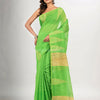 Lime green cotton blend handloom saree