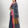 Steel grey cotton blend handloom saree