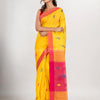 Yellow cotton blend all body boll motive with rani pallu jamdani saree