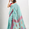 Turquoise (Tute) cotton all body buti with kalka pallu and ganga jamuna solid broder jacquard saree