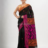 Black cotton all body tai dai with pallu jacquard and ganga jamuna jacquard broder handloom saree