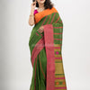 Jungle Green cotton all body jacquard stripe with pallu jacquard and ganga jamuna solid broder handloom saree