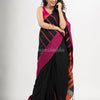 Black cotton all body jacquard stripe with pallu jacquard and ganga jamuna solid broder handloom saree