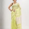 Light Green with silver zari pallu in silver zari border handwoven linen saree