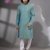 Light Turquoise Cotton Men's Punjabi