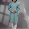 Light Turquoise Cotton Men's Punjabi