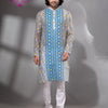 Tan Blue Cotton Jamdani Men's Punjabi