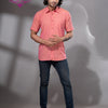 Peach Pink Cotton Men's Shirt