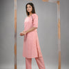 Peach Cotton Bengal Handwoven Kurta Set