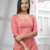 Peach Cotton Bengal Handwoven Kurti