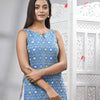 Tan Blue Cotton Bengal Handwoven Kurti