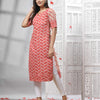 Red Cotton Bengal Handwoven Kurti