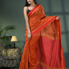 Orange Cotton Blend Jacquard Work Handloom Saree