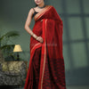 Red Cotton Blend Jacquard Work Handloom Saree