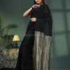 Black Cotton Blend Dupion Silk Pallu Handloom Saree