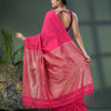 Fuscia Cotton Blend Dupion Silk Pallu Handloom Saree