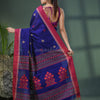 Blue Cotton Blend Jacquard Work Handloom Saree