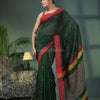 Bottle Green Cotton Handloom Saree