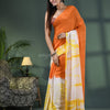 Orange & White Cotton Srivari Handloom Saree