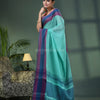 Teal Cotton Jacquard Border Handloom Saree