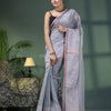 Silver Cotton Jacquard Border Handloom Saree