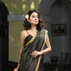 Black Linen All Body Multi Colour Zari Check Handwoven Tissue Saree