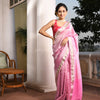 Pink Linen Zari Tissue Handwoven tissue saree