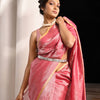 Rani Pink Linen Zari Tissue Handwoven tissue saree-angoshobha