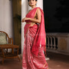 Fuchsia Pink Linen Zari With Pallu Multi Colour Zari Check Tissue Handwoven Saree