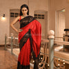 Red Matka Silk Black Taidai Jacquard Saree