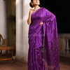 Violet Silk Matka All Body Guinea Sequence Handwoven Saree