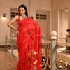 Red Silk Matka All Body Guinea Sequence Handwoven Saree