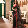 Black Silk All Body Sequence Work Handwoven Muslin Saree