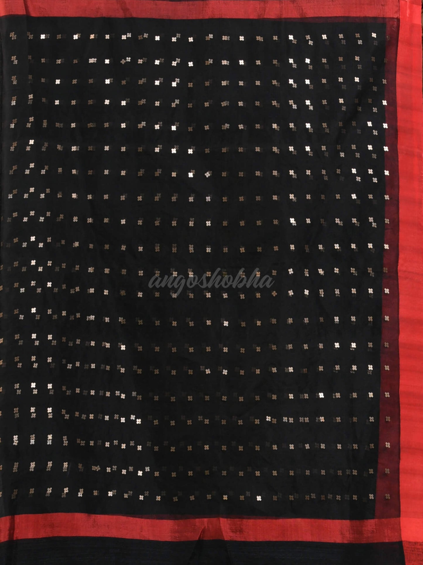 Black Silk All Body Sequence Work Handwoven Muslin Saree