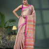 Faded Pink Zari Cotton All Body Kantha Buti Handloom Tissue Saree
