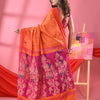 Orange Cotton Blend Jacquard Work Handloom Saree